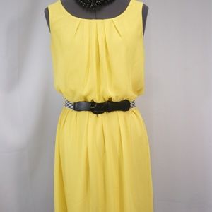 AB Studio Bright Yellow Chiffon Dress